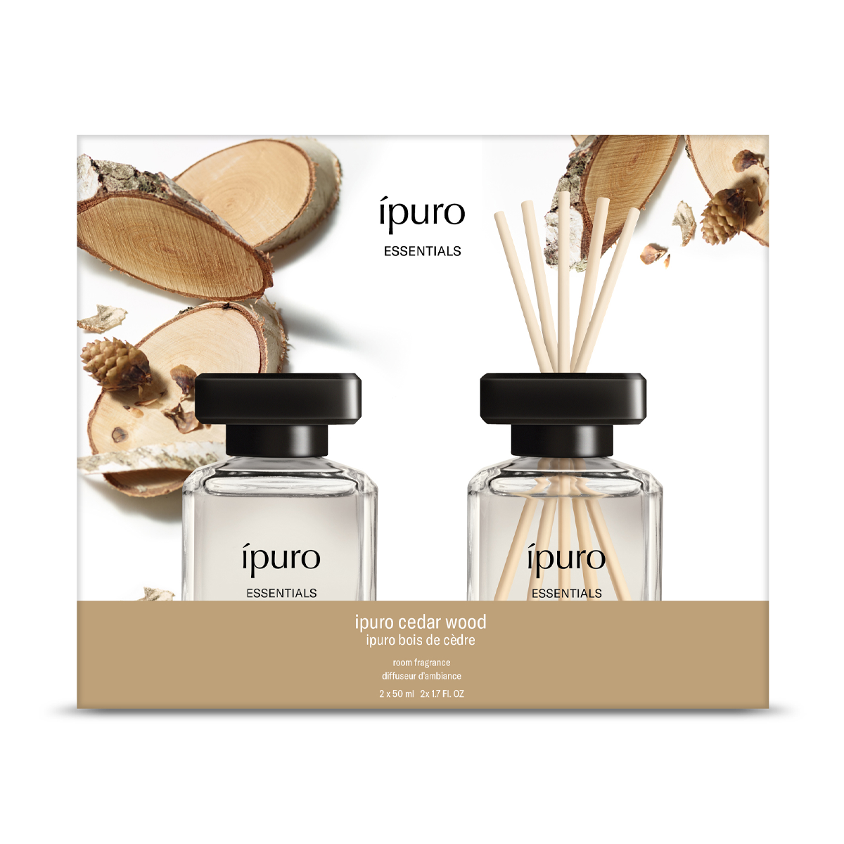 Ipuro diffuseur de parfum bois de cèdre 2 x 50 ml