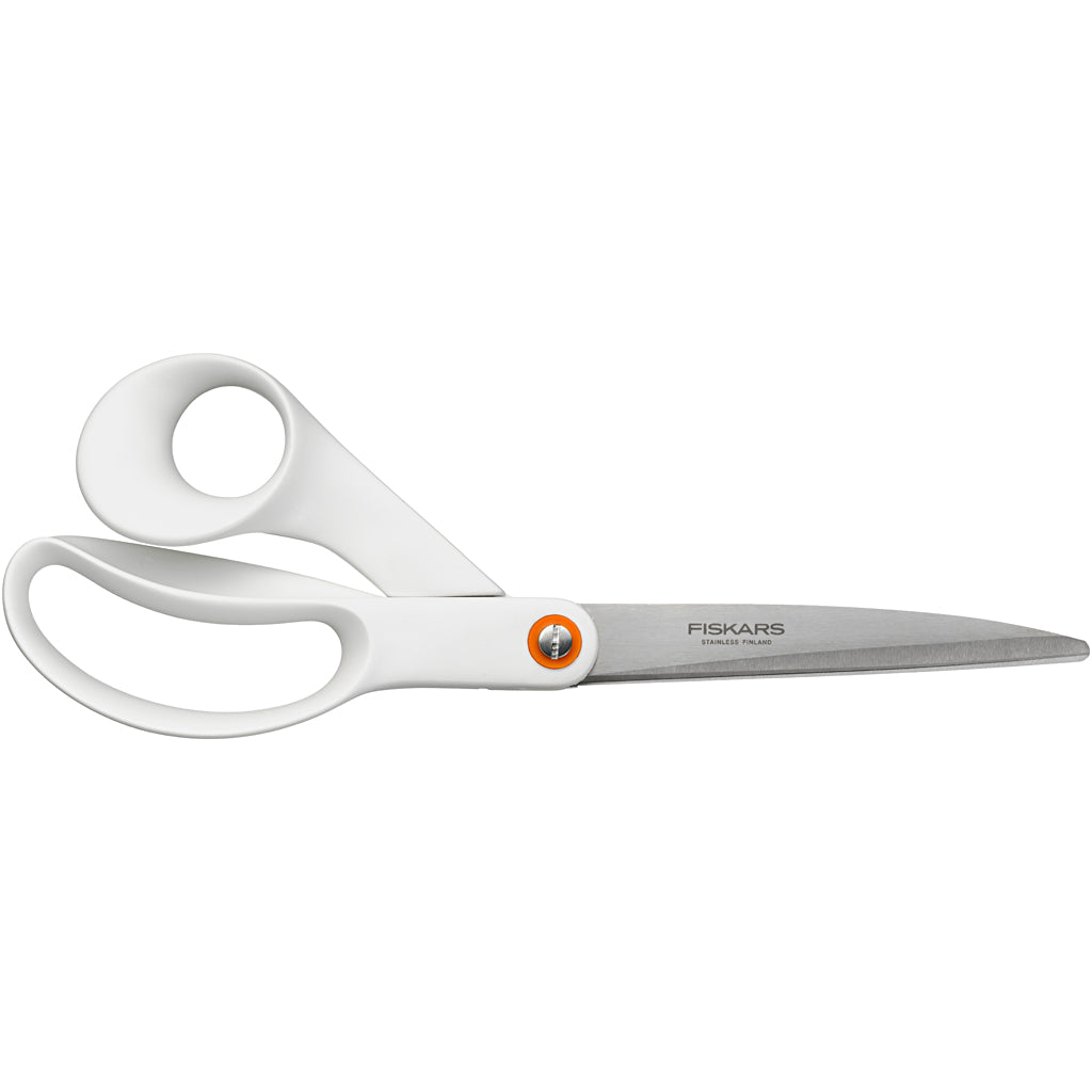 Ciseaux universels Fiskars, L : 24 cm, droitier, blanc, 1 pièce