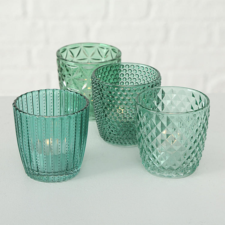 Boltze home lanterne marilu h7,5cm verre lot de 4