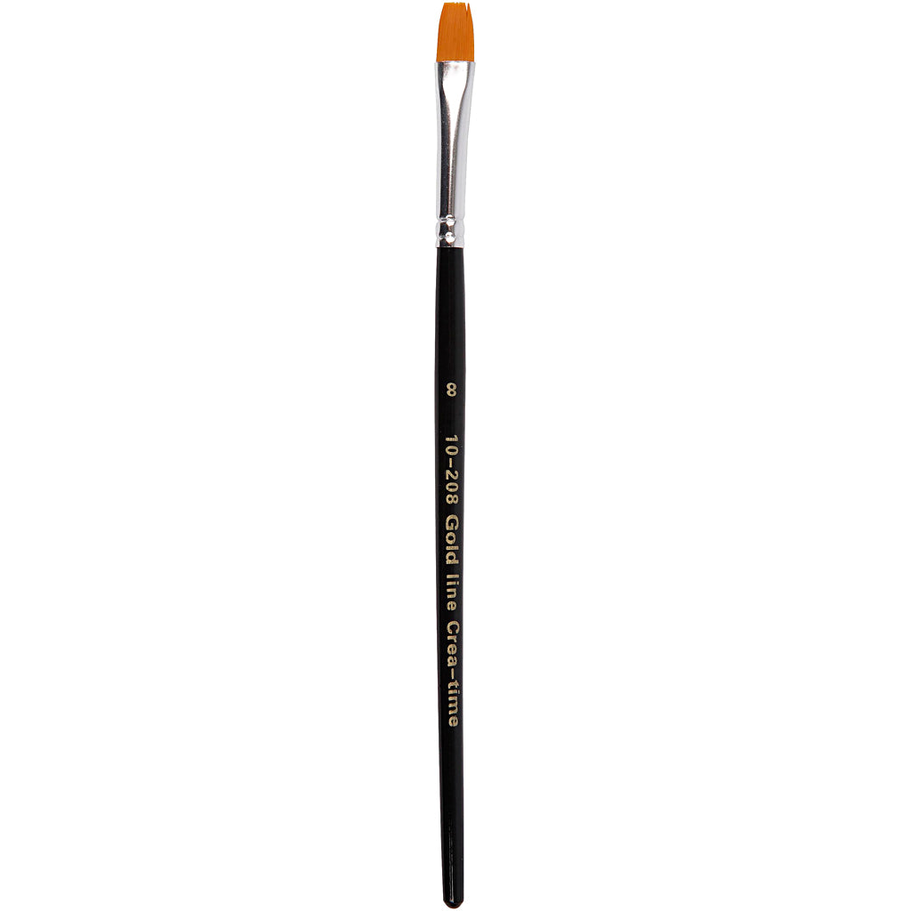 Pinceaux Creativ company gold line, taille 8, l: 18,5 cm, l: 8 mm, plats, 12 pièces 1 boîte