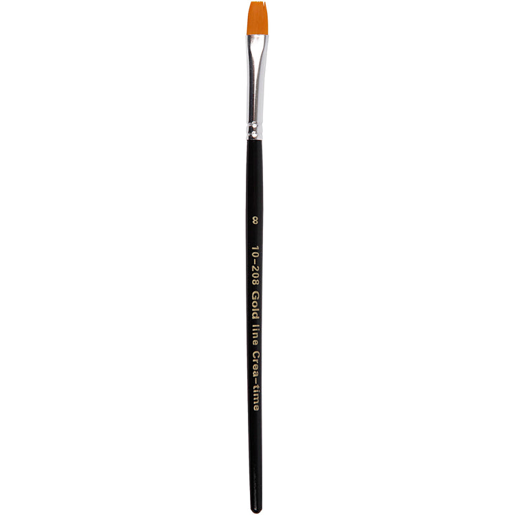 Pinceaux Creativ company gold line, taille 8, l: 18,5 cm, l: 8 mm, plats, 12 pièces 1 boîte