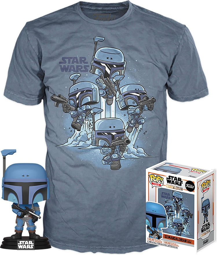 Funko star wars ensemble de t-shirts à collectionner pop ! tee box le bleu mandalorien