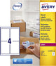 Etiquette d'expédition avery block-out - 99 - 1 x 139mm boîte blanche 100 feuilles - 4 étiquettes par feuille