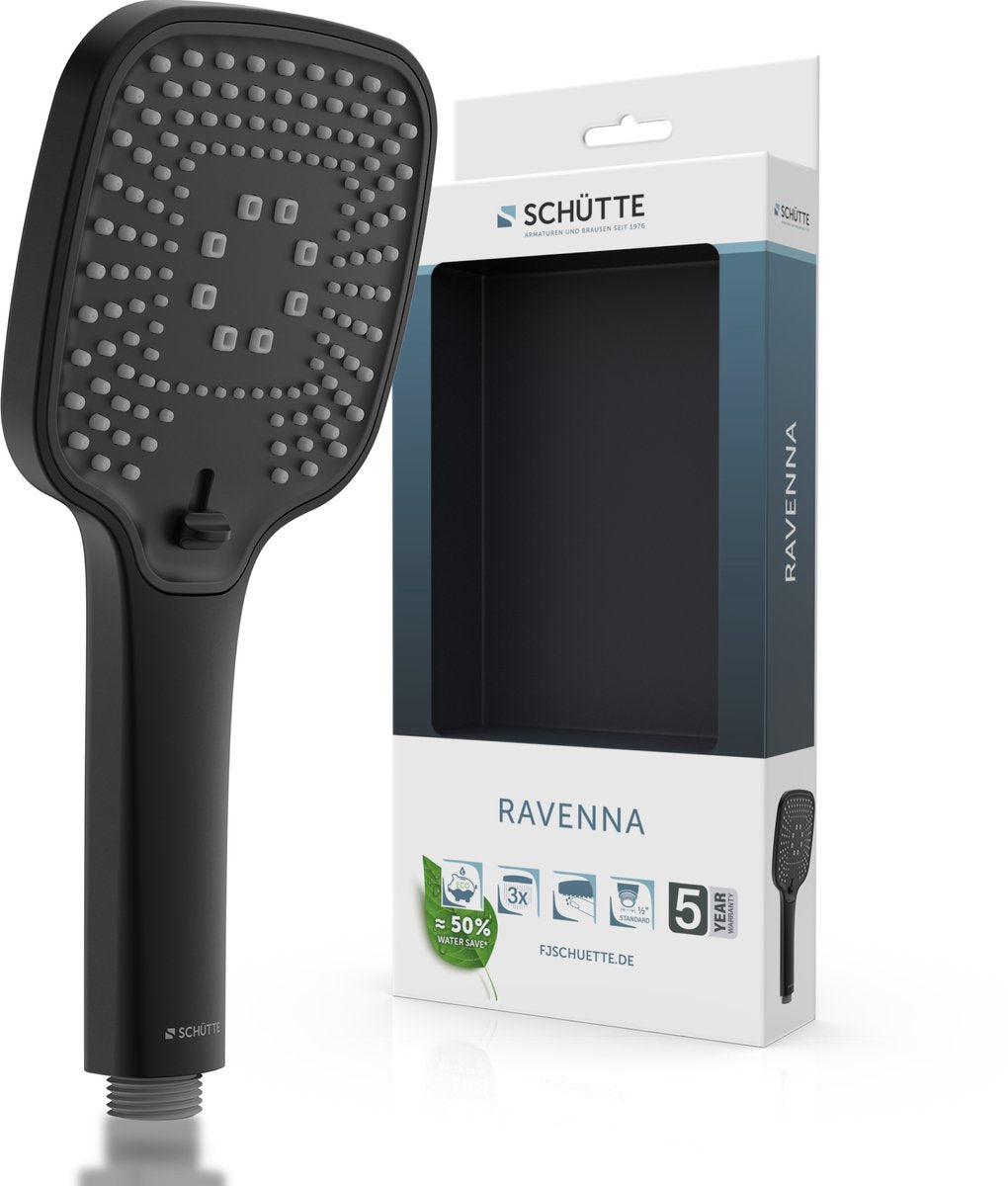 Schütte ravenna douchette à main - pomme de douche carrée - noir mat