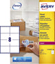 Etiquette d'expédition avery block-out - 99 - 1 x 67 - 7mm boîte blanche 100 feuilles - 8 étiquettes par feuille
