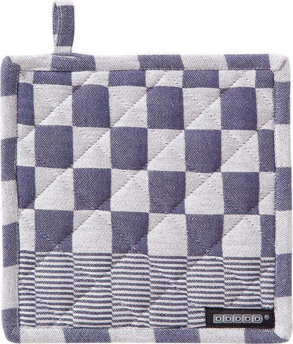 Ddddd - manique pour barbecue - lot de 2 pièces - à carreaux - avec boucle de suspension - 21x21 cm - bleu