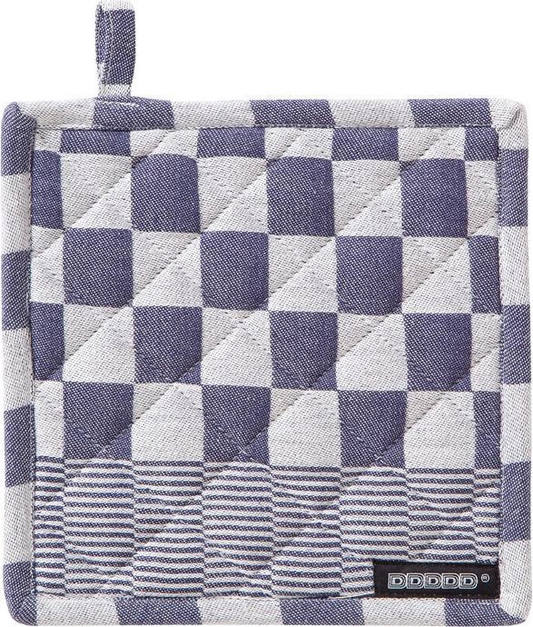 Ddddd - manique pour barbecue - lot de 2 pièces - à carreaux - avec boucle de suspension - 21x21 cm - bleu