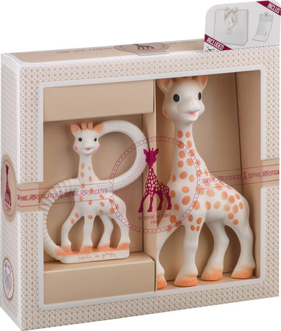 Coffret sophistiqué Sophie la girafe - jouets bébé - anneau de dentition so pure - cadeau maternité - cadeau baby shower - 4 pièces