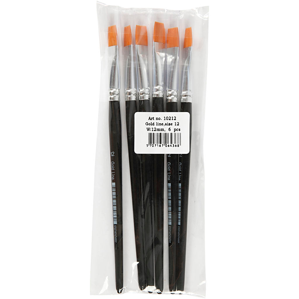 Pinceaux Creativ company gold line, taille 11, l: 19 cm, l: 9 mm, plats, 6 pièces 1 boîte