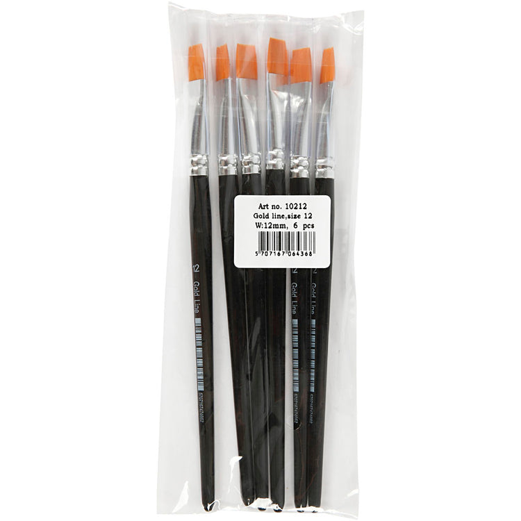 Pinceaux Creativ company gold line, taille 11, l: 19 cm, l: 9 mm, plats, 6 pièces 1 boîte