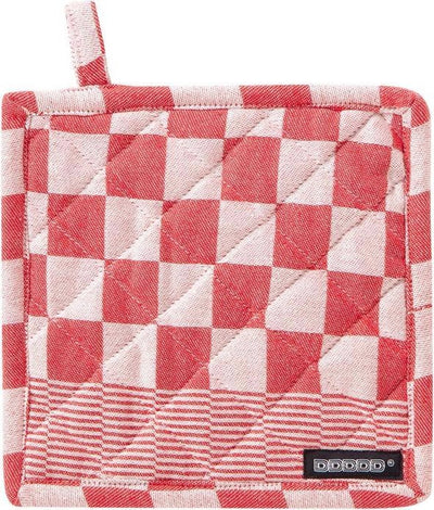 Ddddd manique barbecue - lot de 2 - coton - à carreaux - avec boucle de suspension - 21x21 cm - rouge