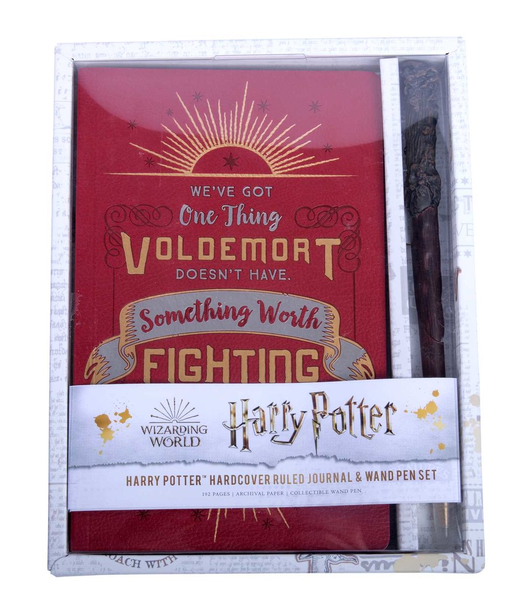Harry Potter - Journal ligné à couverture rigide et ensemble de stylos baguette