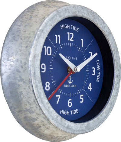 Nexttime tide – horloge murale avec marées – 22 cm – métal – galvanisé argent bleu