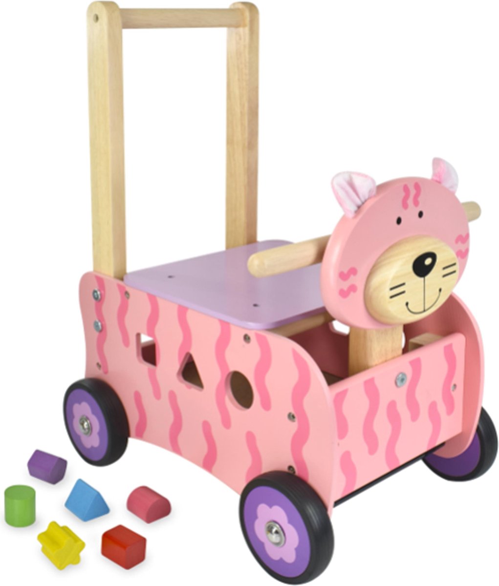 Chariot de marche Engelhart - chat - rose