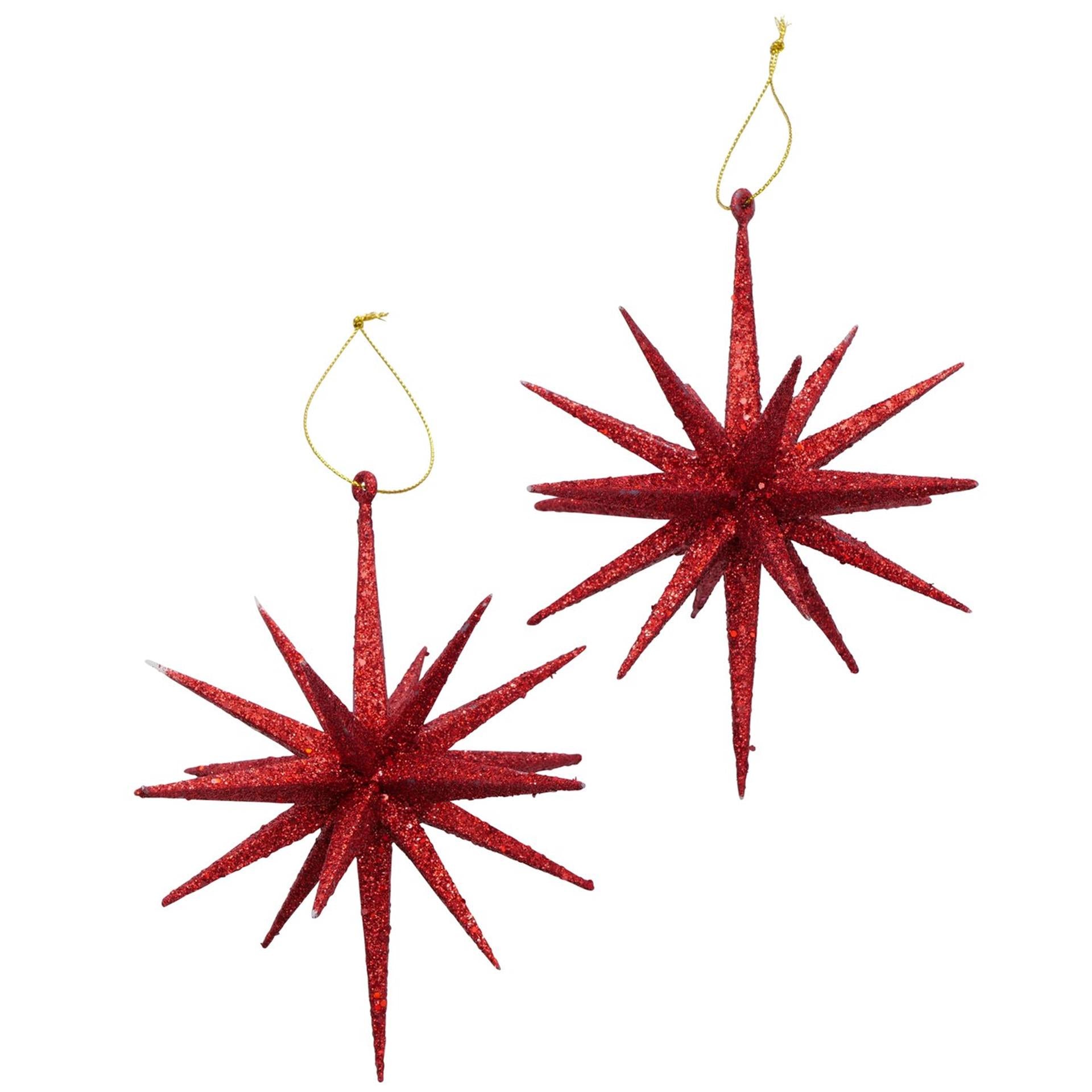 Boltze home Pendentif de Noël étoile pailletée 2 pièces rouge