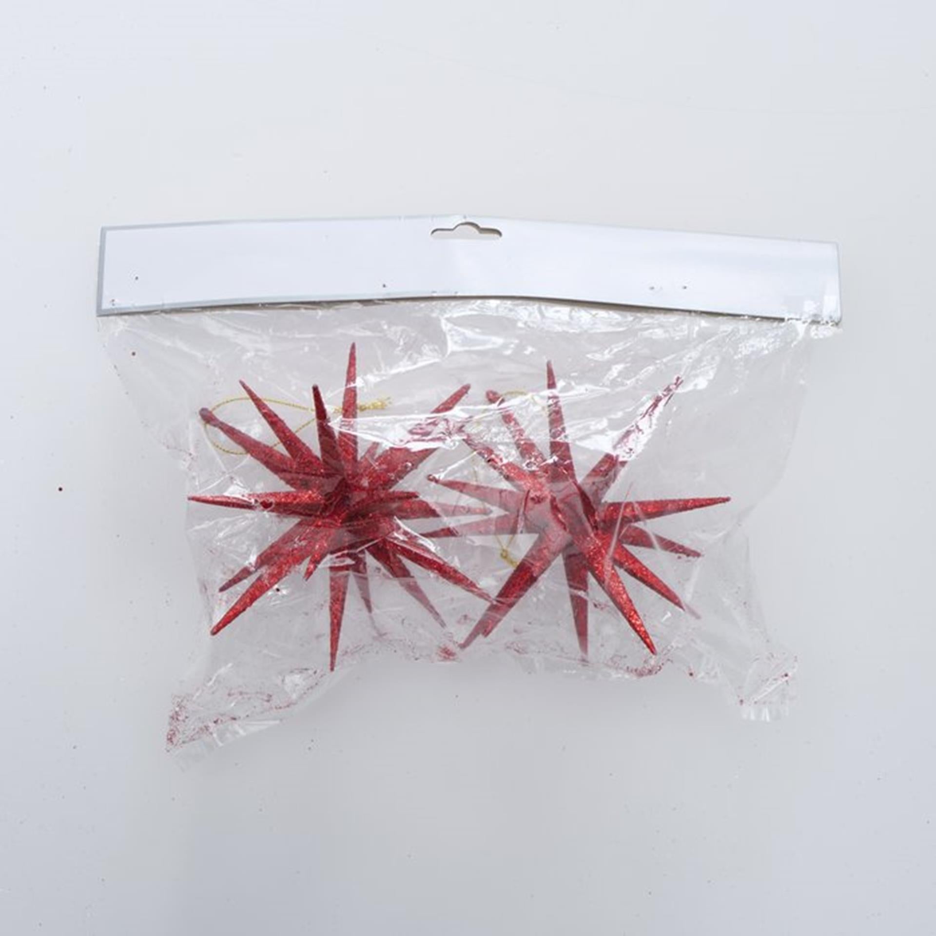Boltze home Pendentif de Noël étoile pailletée 2 pièces rouge