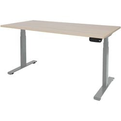 Bureau assis-debout Schaffenburg dextro plus chêne Lindberg, aluminium 1800 x 900 mm