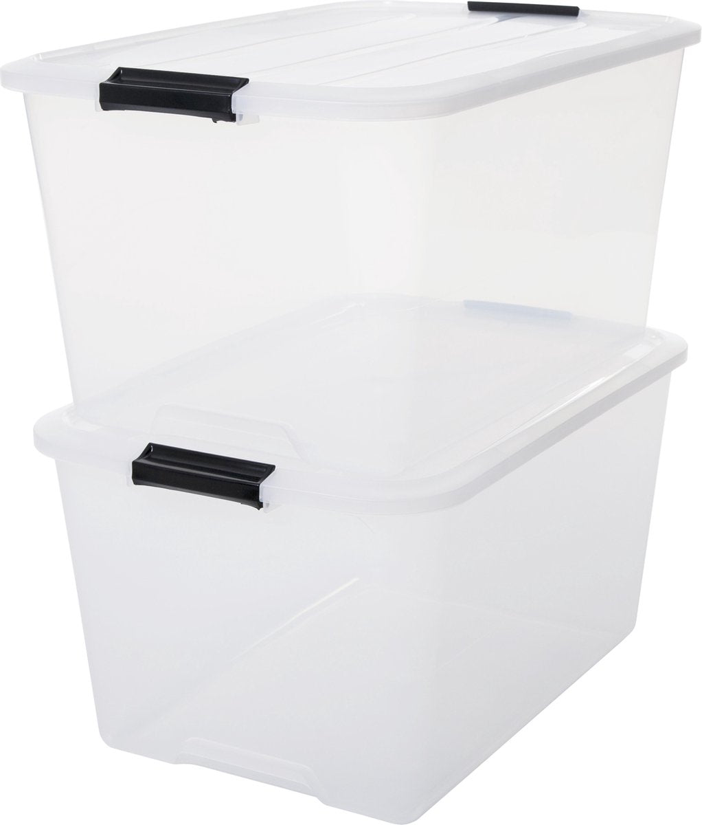 Boîte de rangement Iris topbox - 45l - plastique - transparent - lot de 2
