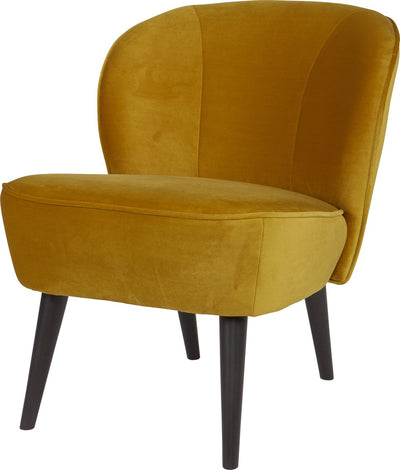 Fauteuil sara Woood - velours - ocre - 59x71x70
