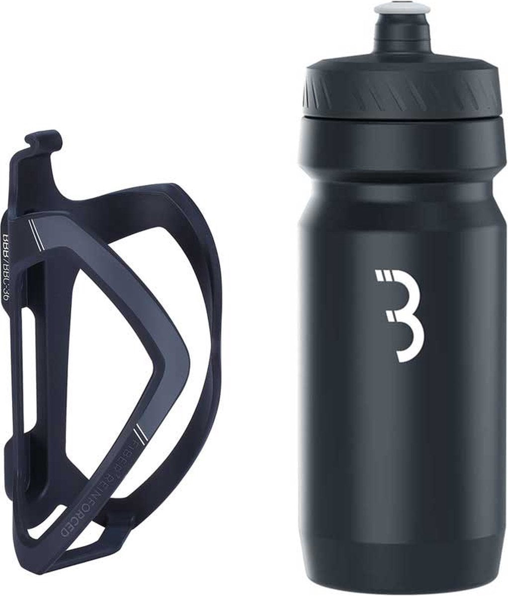 Bbb cycling flexcage - porte-bidon léger avec bouteille - 550 ml - noir et blanc - vélo de course VTT - porte-gourde vélo - bbc-36c