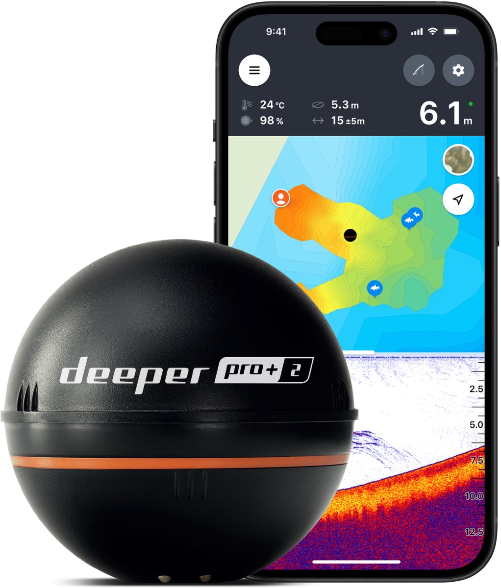 Sondeur GPS Deeper pro+ 2 – sonar sans fil pour le rivage et le bateau