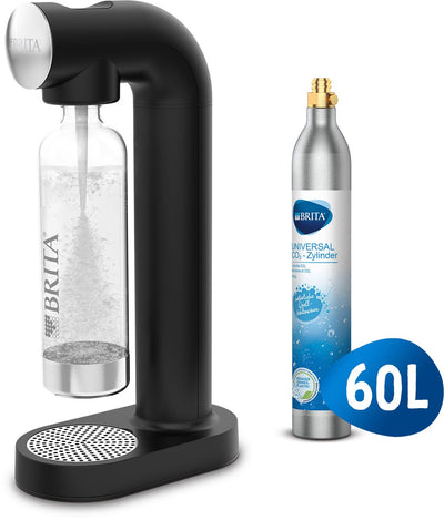 Machine à eau gazeuse Brita sodaone noire - avec 1 bouteille de CO2 et 1 bouteille de soda