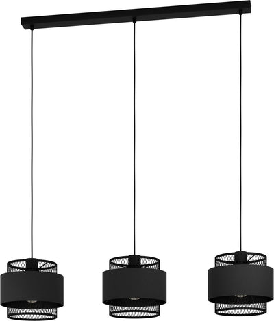 Lampe suspendue Eglo bazely - e27 - 99 cm - industrielle - noire