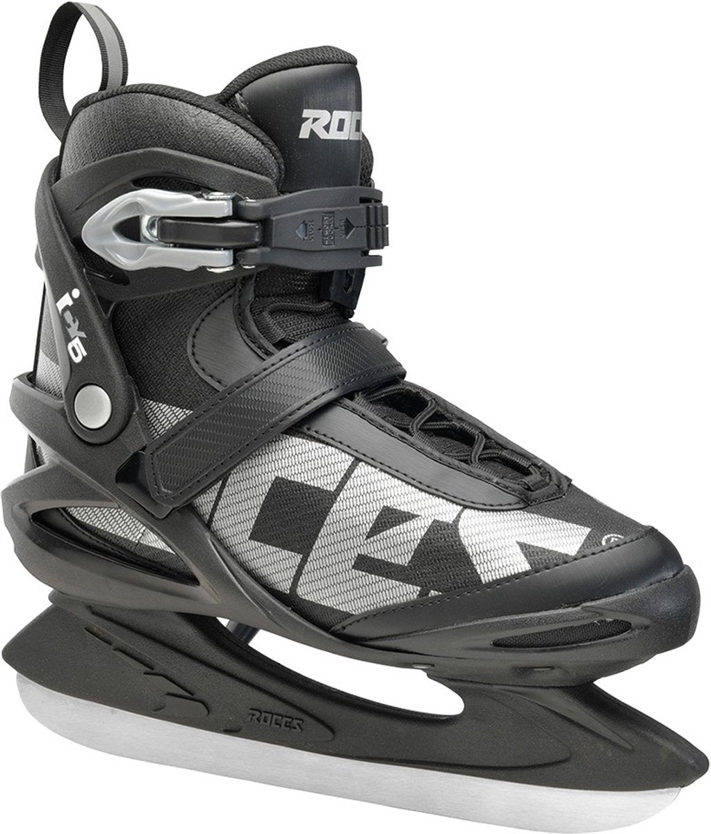 Roces – icy 5 – patins de hockey sur glace – patins hommes – noir argent – doublure thermo fit renfort de cheville renforcé – taille eu 40