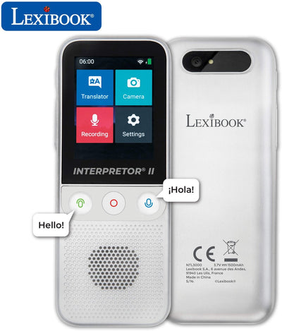 Lexibook interpréteur® 2 - discours direct ai. traducteur 137 langues