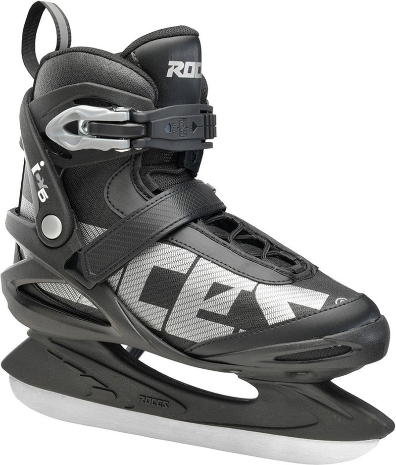 Roces – icy 5 – patins de hockey sur glace – patins hommes – noir argent – doublure thermo fit renfort de cheville renforcé – taille eu 45