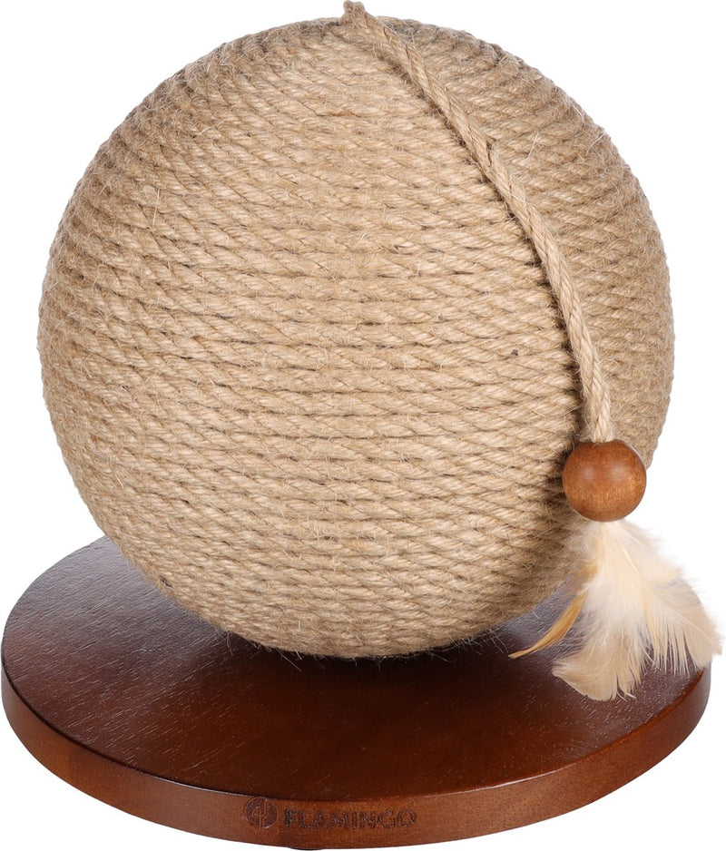 Jouet pour chat Flamingo - jouet pour chat balle à gratter estrella marron ø 24,5 cm - balle de jouet interactive avec corde à gratter en jute et ressort - jouet à gratter pour chat compact et élégant