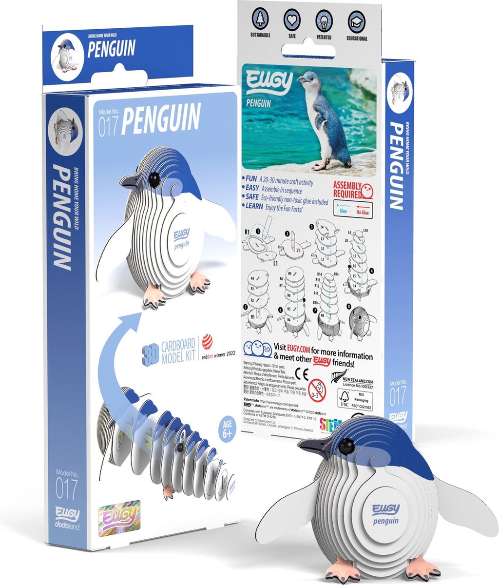 Puzzle 3D Eugy - pingouin - animaux marins - durable - collectionnez-les tous - 6 ans