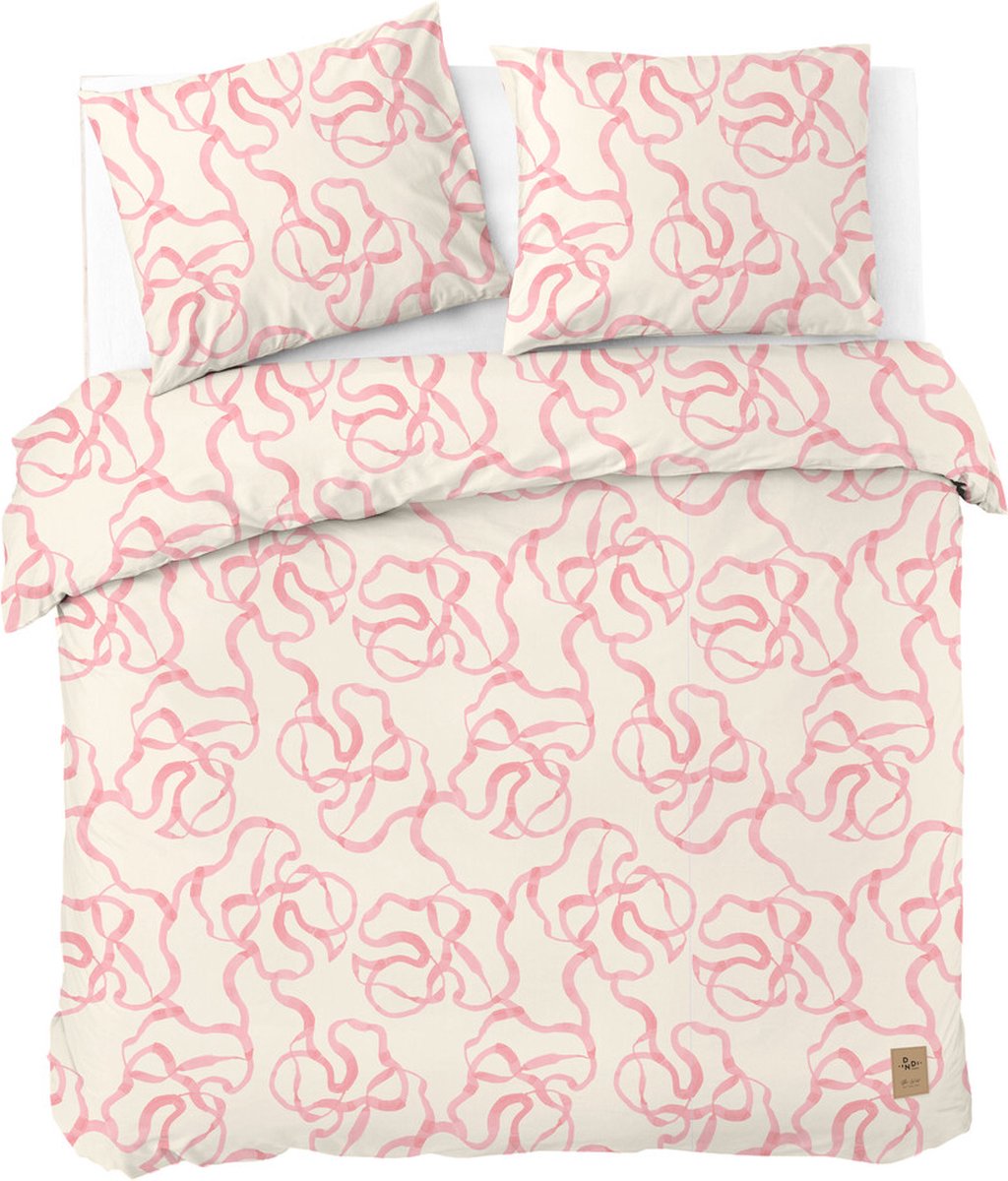 Dindi home housse de couette fête rose - 240x220 - 100% coton - écru rose