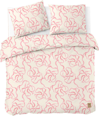 Dindi home housse de couette fête rose - 240x220 - 100% coton - écru rose