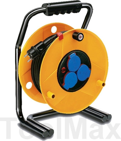Enrouleur de câble Brennerstuhl Brobusta IP44, 40 m, plastique spécial, pour l'extérieur, fabriqué en Allemagne, jaune