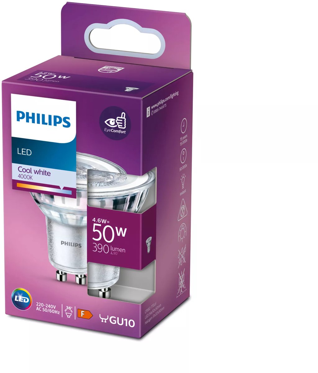 Spot LED Philips - 50 W - Gu10 - lumière blanc froid