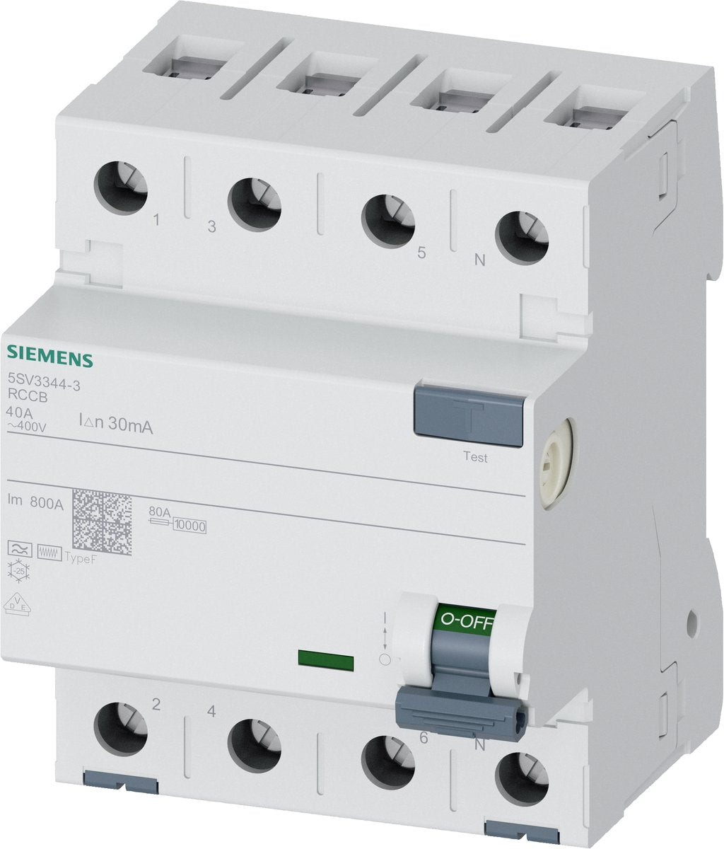 Siemens 5sv33443 5sv3344-3 disjoncteur différentiel f 40 a 0,03 a 400 v