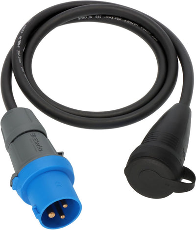 Câble adaptateur Brennerstuhl câble adaptateur camping cee avec fiche cee et couplage de contact de terre (câble de 1,5 m en noir, h07rn-f 3g2.5, 230v 16a, pour une utilisation extérieure permanente ip44, fabriqué en allemagne)
