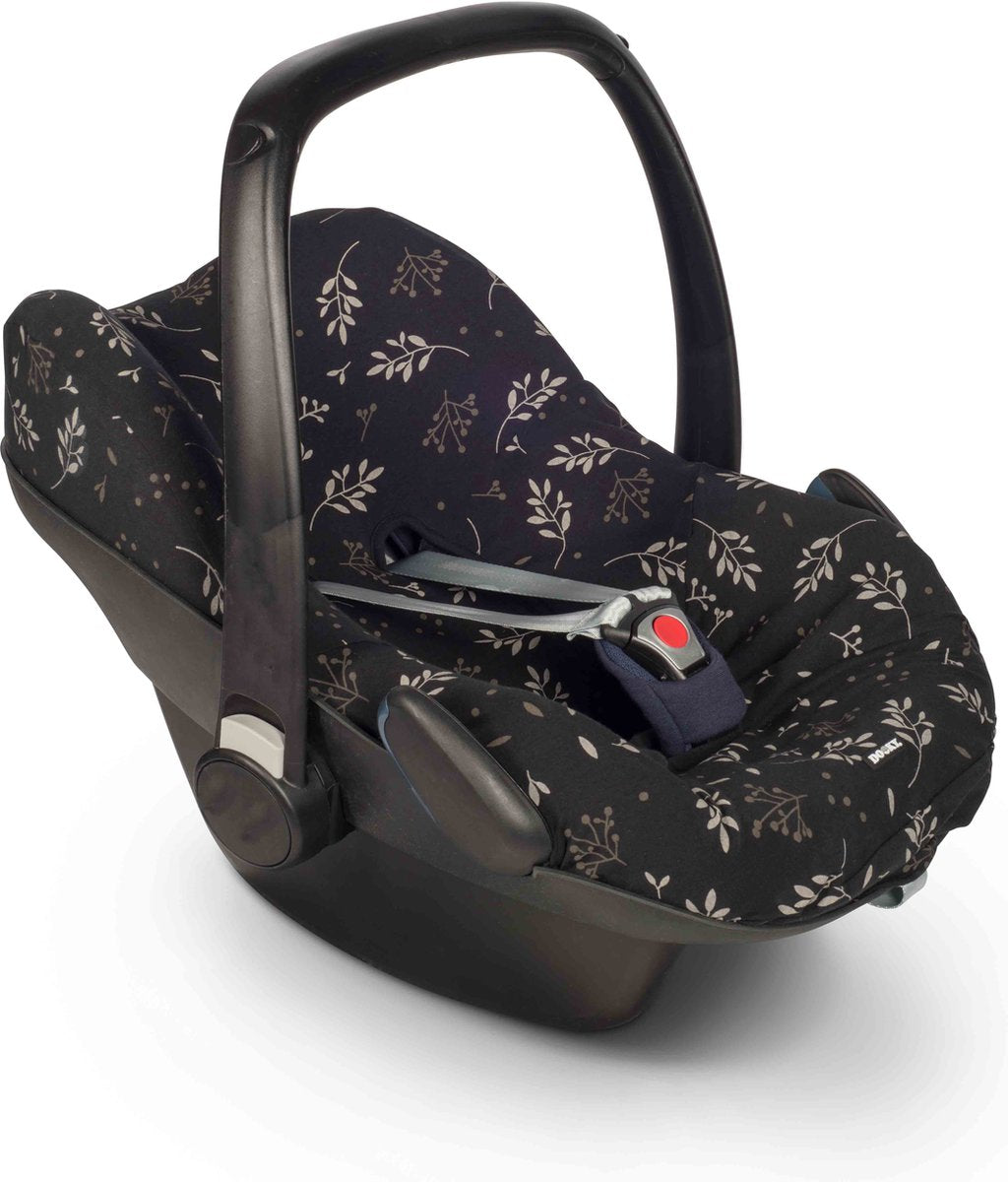 Dooky housse de siège 0+ housse de siège auto feuilles romantiques noir - housse de siège auto universelle maxi cosi cabriofix, housse maxi cosi galet, housse maxi cosi, cybex et plus - housse de siège auto bébé universelle