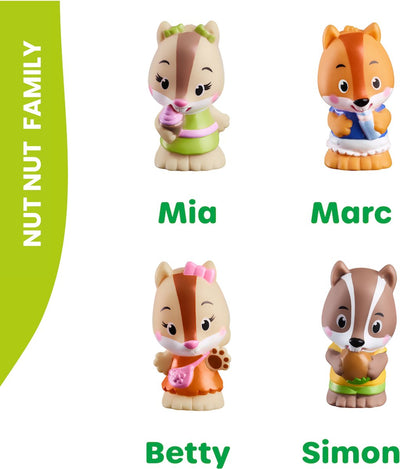 Ensemble de jeu familial Klorofil the nutnut - ensemble de figurines de jeu - figurines familiales - jouets pour enfants - Simon, Betty, Marc et Mia - à partir de 18 mois - 4 pièces