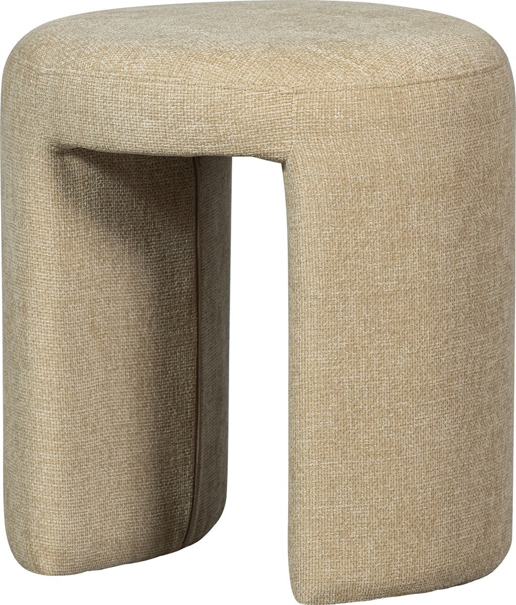 Tabouret Charlie Woood - chenille - naturel - 47x45x45