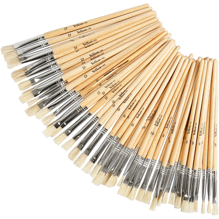 Creativ company jeu de pinceaux Yellowline, taille 6+8+10+12, 48 pièces 1 boîte