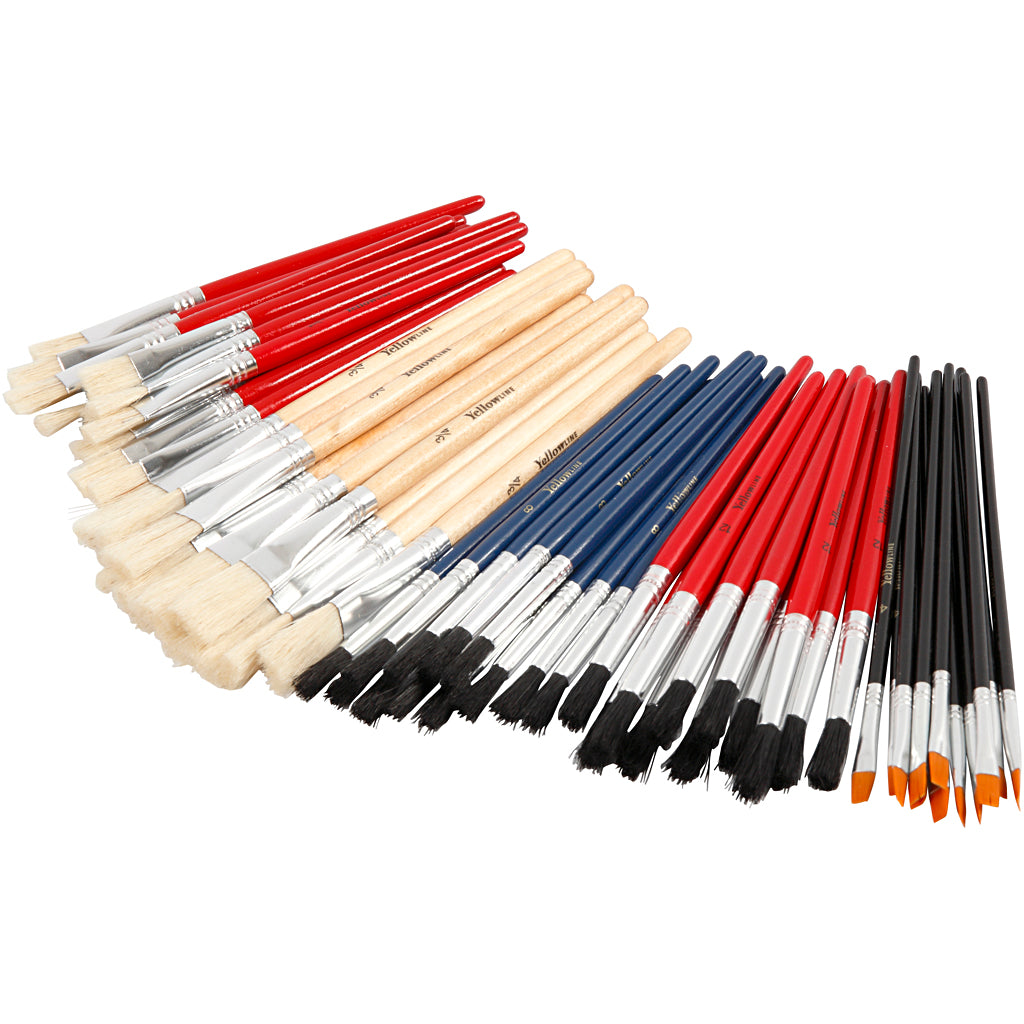 Creativ company jeu de pinceaux Yellowline, taille 4+8+10+12+3 4, 60 pièces 1 boîte