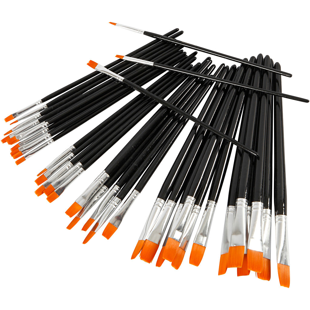 Creativ company jeu de pinceaux Yellowline, taille 0+2+4+8+12+16, 36 pièces 1 boîte