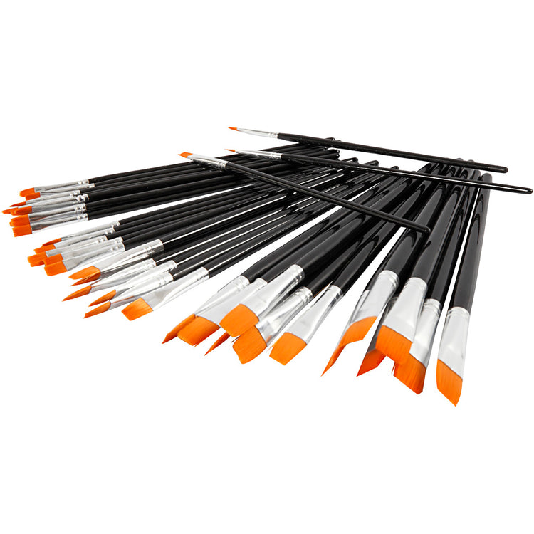 Creativ company jeu de pinceaux Yellowline, taille 0+2+4+8+12+16, 36 pièces 1 boîte