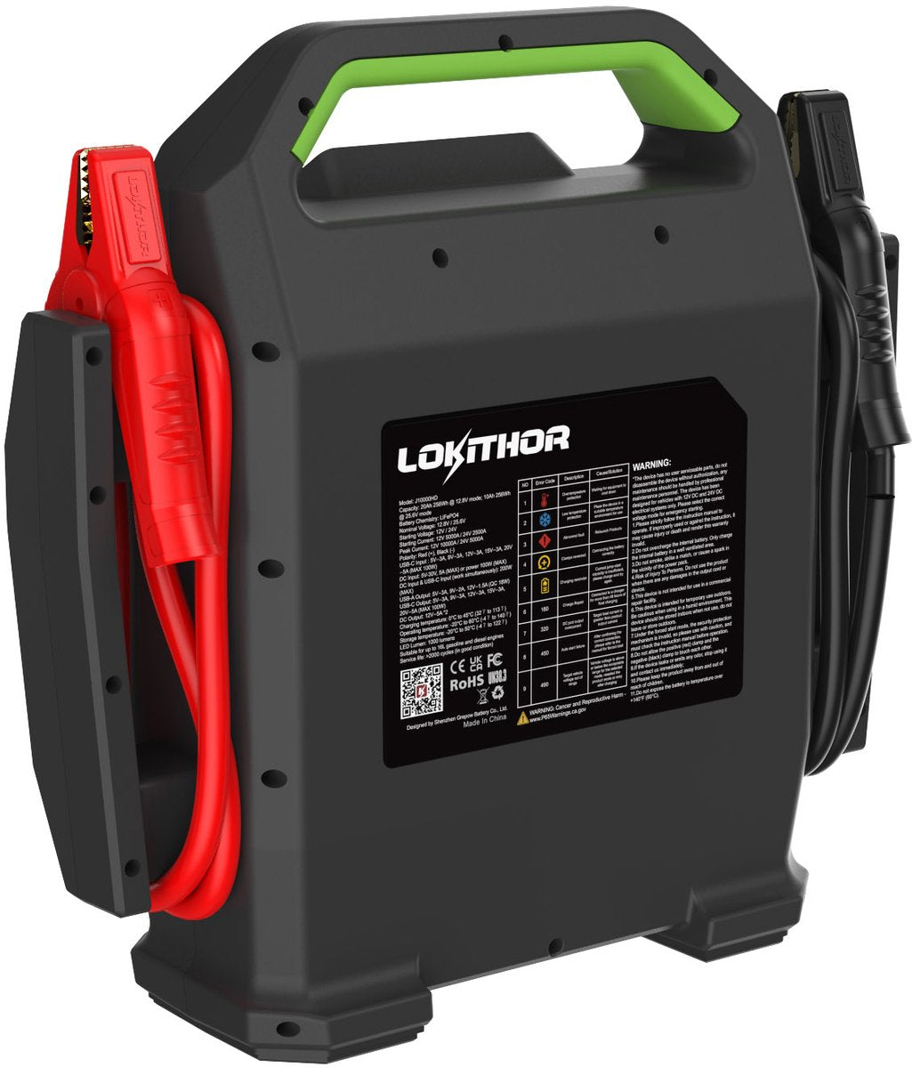 Lokithor jump starter j10000hd - 12v 24v - 10 000a - spot LED - banque d'alimentation