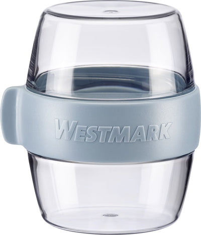 Westmark Pocket Box Mini, récipient repas pratique pour les déplacements, idéal pour yaourts, fruits, légumes, snacks, 400 ml (2 x 200 ml), sans BPA, bleu
