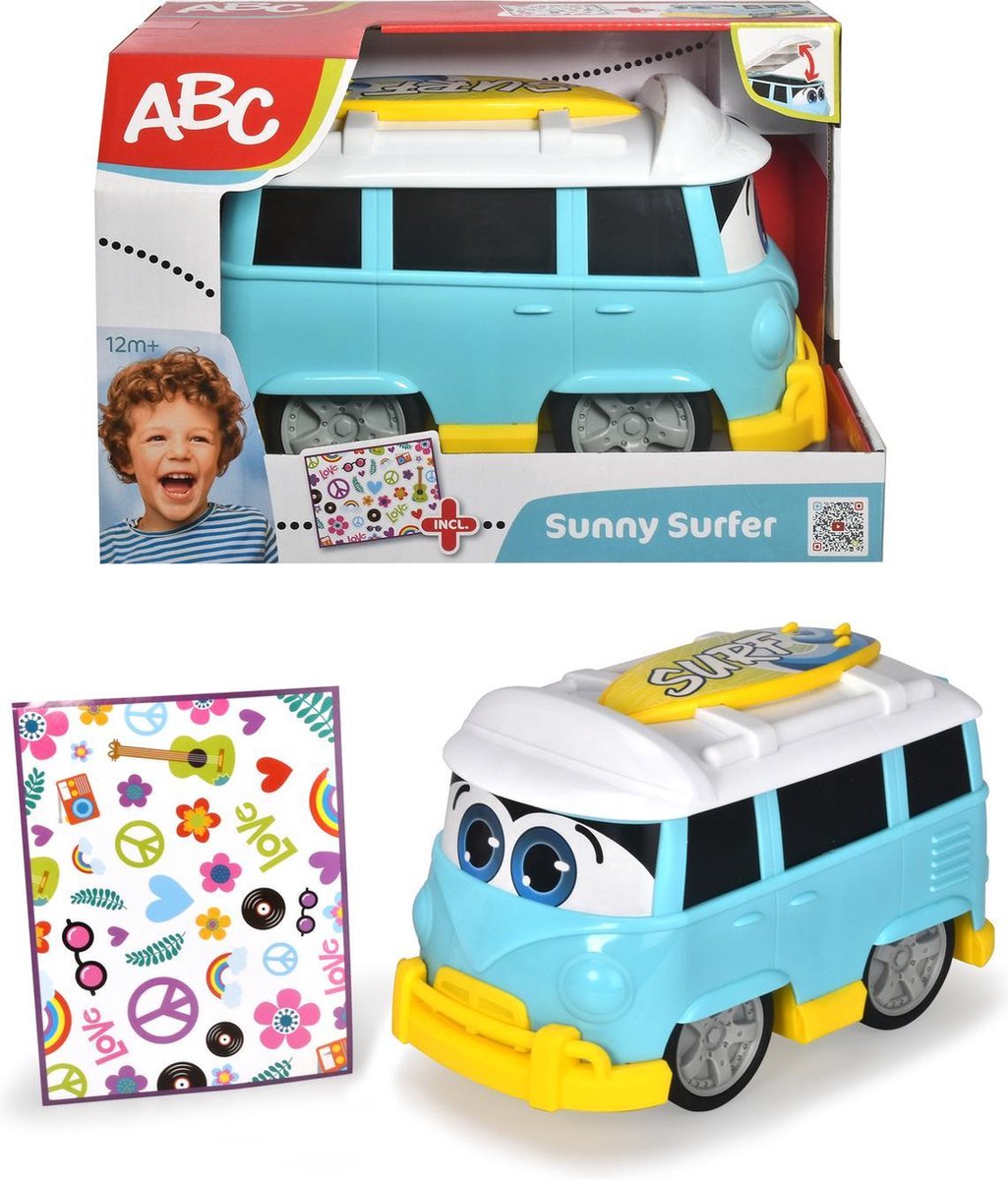 Bus Dickie Sunny Surfer Bus 25 cm avec des autocollants