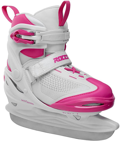 Roces – moody ice x girl – patins réglables – patins pour enfants – blanc rose – maintien supplémentaire de la cheville confort fit – taille 30-35