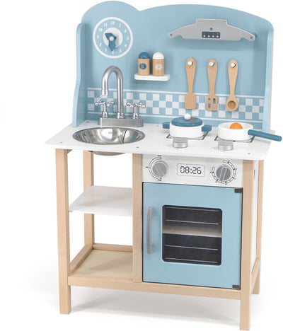 Cuisine en bois Polarb ® avec accessoires argent - bleu